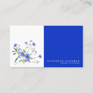 Blauw en Wit Wilde Bloem Visitekaartjes