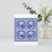 Blauw en wit, wilg patroonontwerp briefkaart (Staand voorkant)