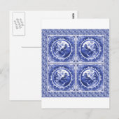Blauw en wit, wilg patroonontwerp briefkaart (Voorkant / Achterkant)