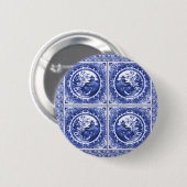 Blauw en wit, wilg patroonontwerp ronde button 5,7 cm (Voorkant /achterkant)