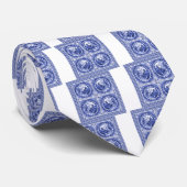 Blauw en wit, wilg patroonontwerp stropdas (Opgerold)