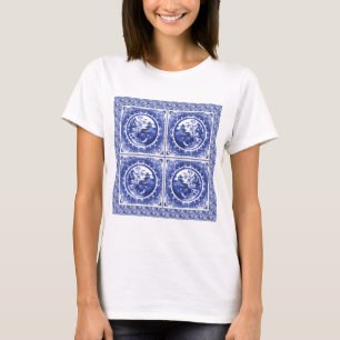 Blauw en wit, wilg patroonontwerp t-shirt