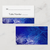 Blauw en Wit Winter Pine Custom Table Plaatskaart Plaatskaartje (Voorkant / Achterkant)
