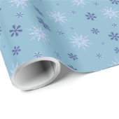 Blauw en wit Winter Sneeuwvlok Patroon Cadeaupapier (Rol Hoek)