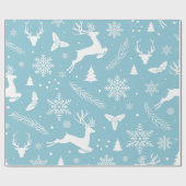 Blauw en wit Winter Wonderland Cadeaupapier (Vlak)