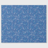 Blauw en wit winterpatroon cadeaupapier (Vlak)