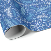 Blauw en wit winterpatroon cadeaupapier (Rol Hoek)