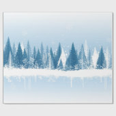 Blauw en wit winterschuurverfontwerp cadeaupapier (Vlak)