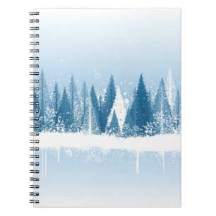 Blauw en wit winterschuurverfontwerp notitieboek