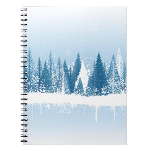 Blauw en wit winterschuurverfontwerp notitieboek (Voorkant)