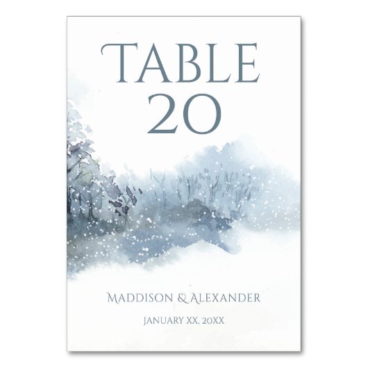 Blauw en wit zachte Waterverf bruiloft Kaart (Voorkant)