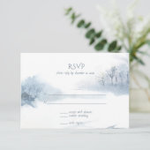 Blauw en wit zachte Waterverf bruiloft RSVP Kaartje (Staand voorkant)