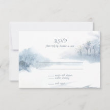 Blauw en wit zachte Waterverf bruiloft