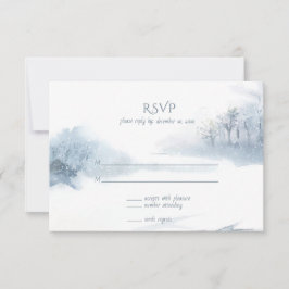 Blauw en wit zachte Waterverf bruiloft RSVP Kaartje