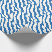 Blauw en wit Zebra Stripe Patroon Cadeaupapier (Hoek)