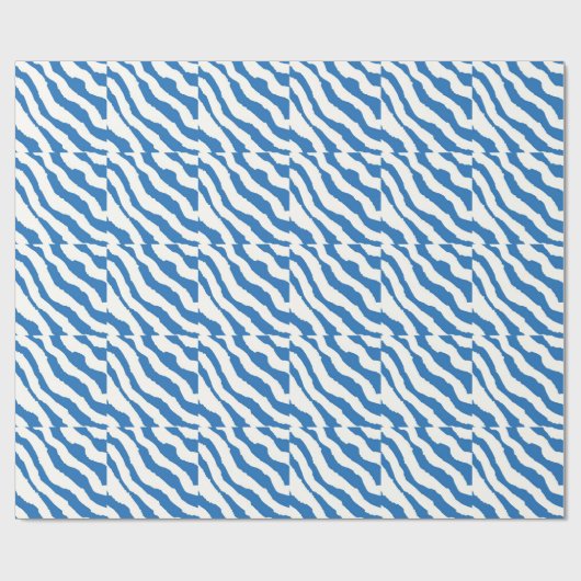 Blauw en wit Zebra Stripe Patroon Cadeaupapier (Vlak)