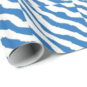 Blauw en wit Zebra Stripe Patroon Cadeaupapier (Rol Hoek)