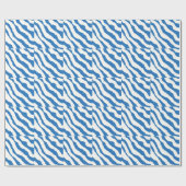 Blauw en wit zebrastreeppatroon cadeaupapier (Vlak)