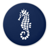 Blauw en wit Zee Dierkust Keramische Knop (Voorkant)