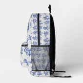 Blauw en wit zee koraal bedrukte rugzak (Rechts)
