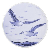 Blauw en wit Zee meeuwen Ocean Seagull Birds Keramische Knop (Voorkant)