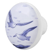 Blauw en wit Zee meeuwen Ocean Seagull Birds Keramische Knop (Rechts)