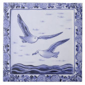 Blauw en wit Zee meeuwen Ocean Seagull Birds Tegeltje (Voorkant)