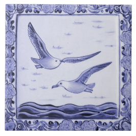 Blauw en wit Zee meeuwen Ocean Seagull Birds Tegeltje