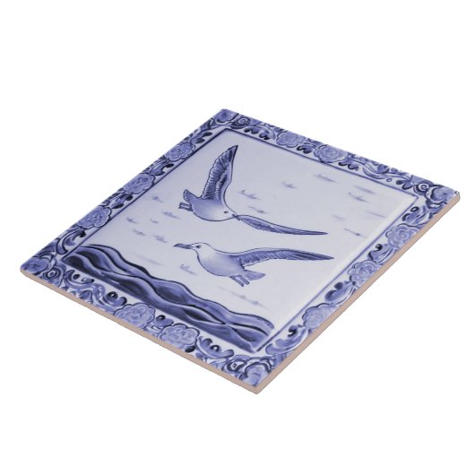 Blauw en wit Zee meeuwen Ocean Seagull Birds Tegeltje (Zijkant)