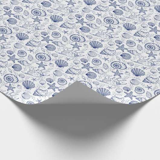 Blauw en wit zeeschok oud papier (Hoek)