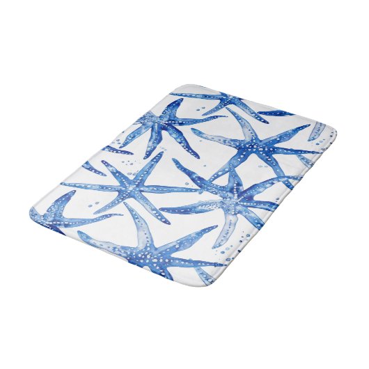 Blauw en wit zeesterren ontwerp badmat (Gekanteld)