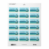 Blauw en Wit Zeilboot Bruiloft Etiket (Full Sheet)