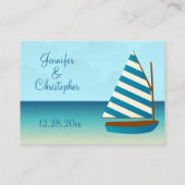 Blauw en Wit Zeilboot Bruiloft Plaats Plaatskaartje (Achterkant)