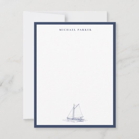 Blauw en wit Zeilboot Nautilus  Bedankkaart (Voorkant)