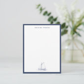 Blauw en wit Zeilboot Nautilus  Bedankkaart (Staand voorkant)