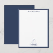Blauw en wit Zeilboot Nautilus  Bedankkaart (Voorkant / Achterkant)