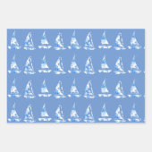 Blauw en Wit Zeilboot Wrapping Sheets Inpakpapier Vel (Voorkant 3)