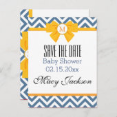 Blauw en wit Zig Zag Patroon Aankondigingskaart (Voorkant / Achterkant)