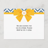 Blauw en wit Zig Zag Patroon Aankondigingskaart (Achterkant)