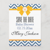 Blauw en wit Zig Zag Patroon Aankondigingskaart (Voorkant)