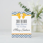 Blauw en wit Zig Zag Patroon Aankondigingskaart (Staand voorkant)