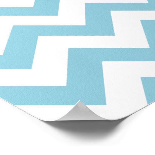 Blauw en wit Zigzag Monogram Poster (Hoek)