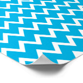 Blauw en wit Zigzag Patroon Poster (Hoek)