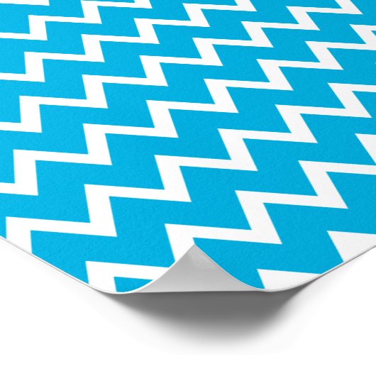 Blauw en wit Zigzag Patroon Poster (Hoek)