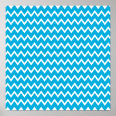 Blauw en wit Zigzag Patroon Poster (Voorkant)