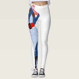 Blauw en wit zondebok leggings