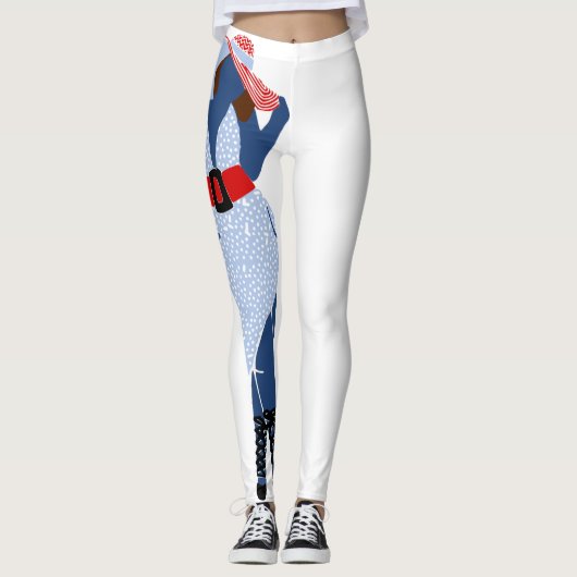 Blauw en wit zondebok leggings (Voorkant)
