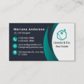 Blauw en Wit/Zwart Elegant Visitekaartje (Voorkant)