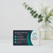 Blauw en Wit/Zwart Elegant Visitekaartje (Staand voorkant)