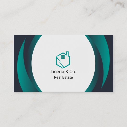 Blauw en Wit/Zwart Elegant Visitekaartje (Achterkant)